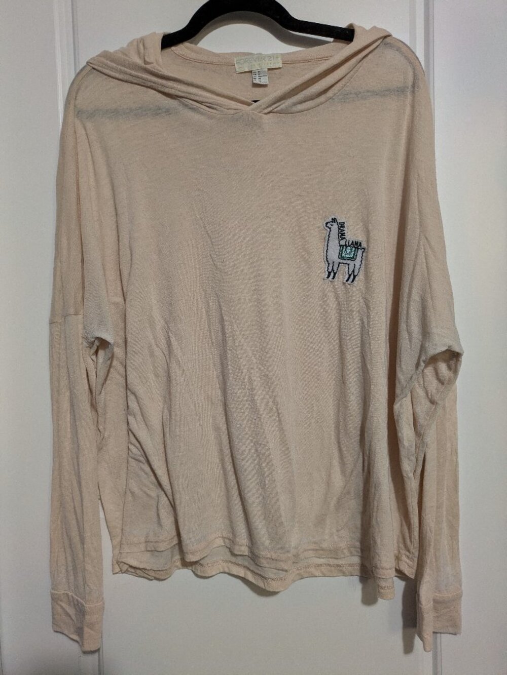 Forever 21 Patch Drama Llama Cute Comfy Sheer Hoodie Plus Sized (2X)